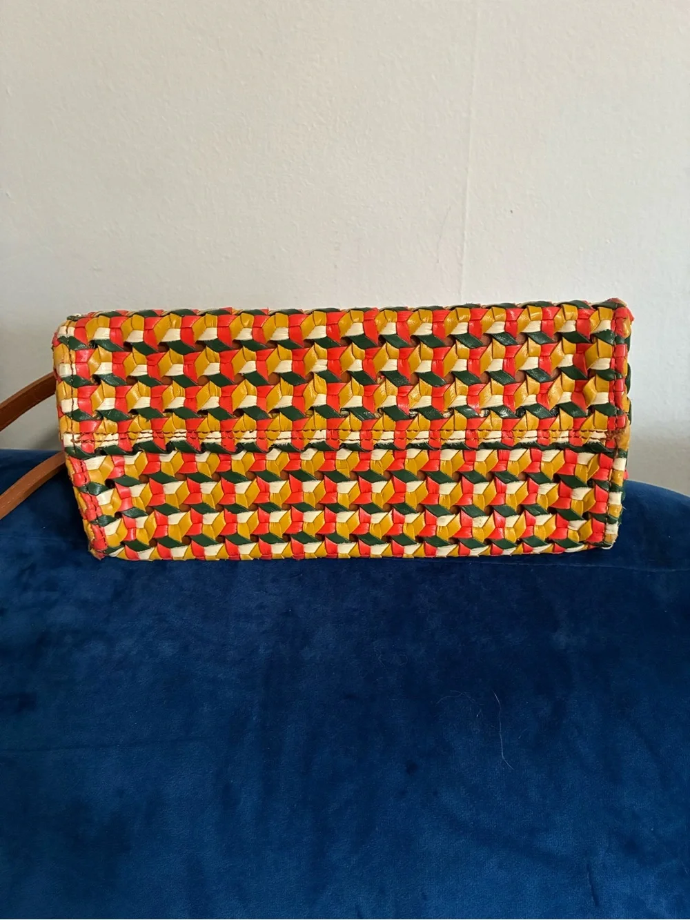 Clare V. Woven Multicolor Leather Bag with Crossbody Strap